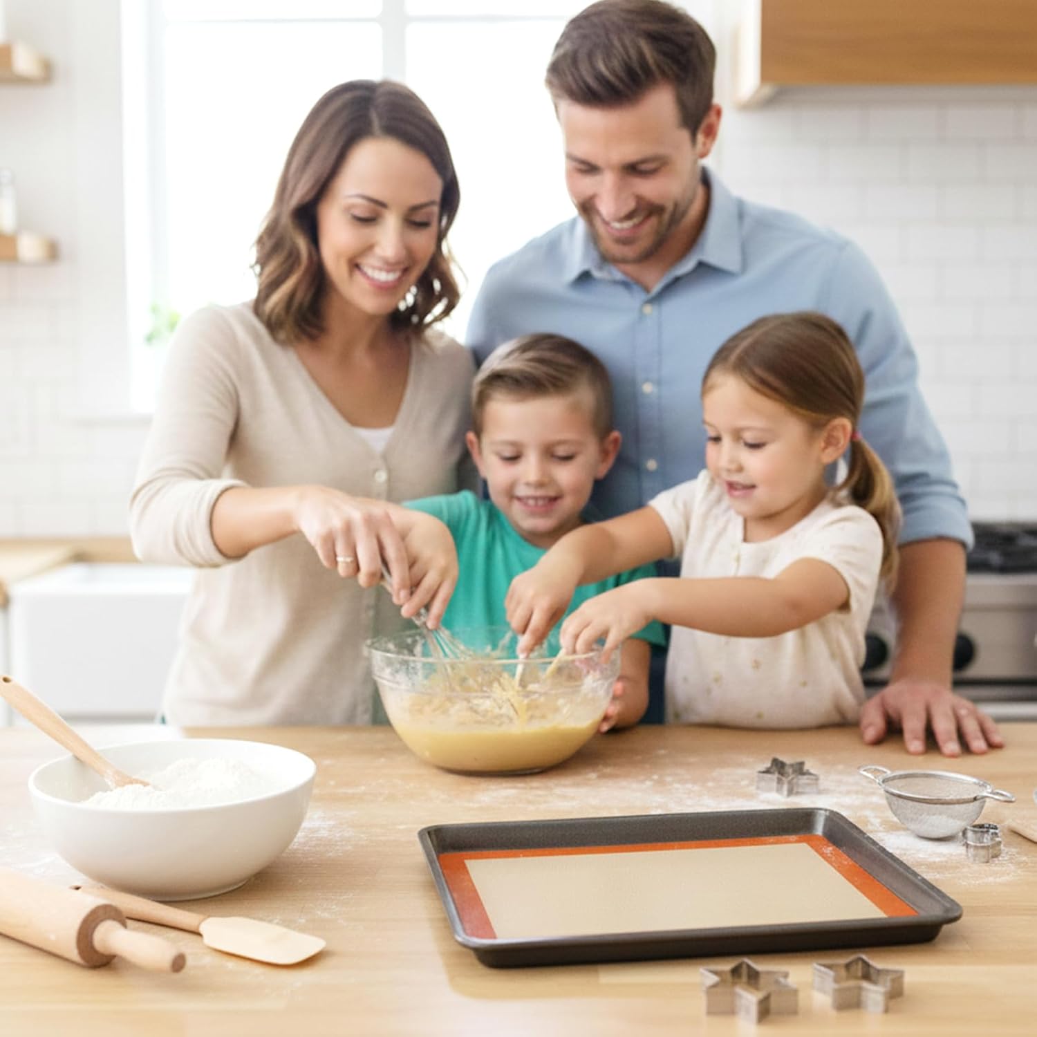 Silicone Baking Mat. Baking Sheets Non Stick. Silicone Mats for Baking. 3 Pcs Baking Supplies for Cookies. Bread & Pastry. Heat-Resistant & Reusable. Orange