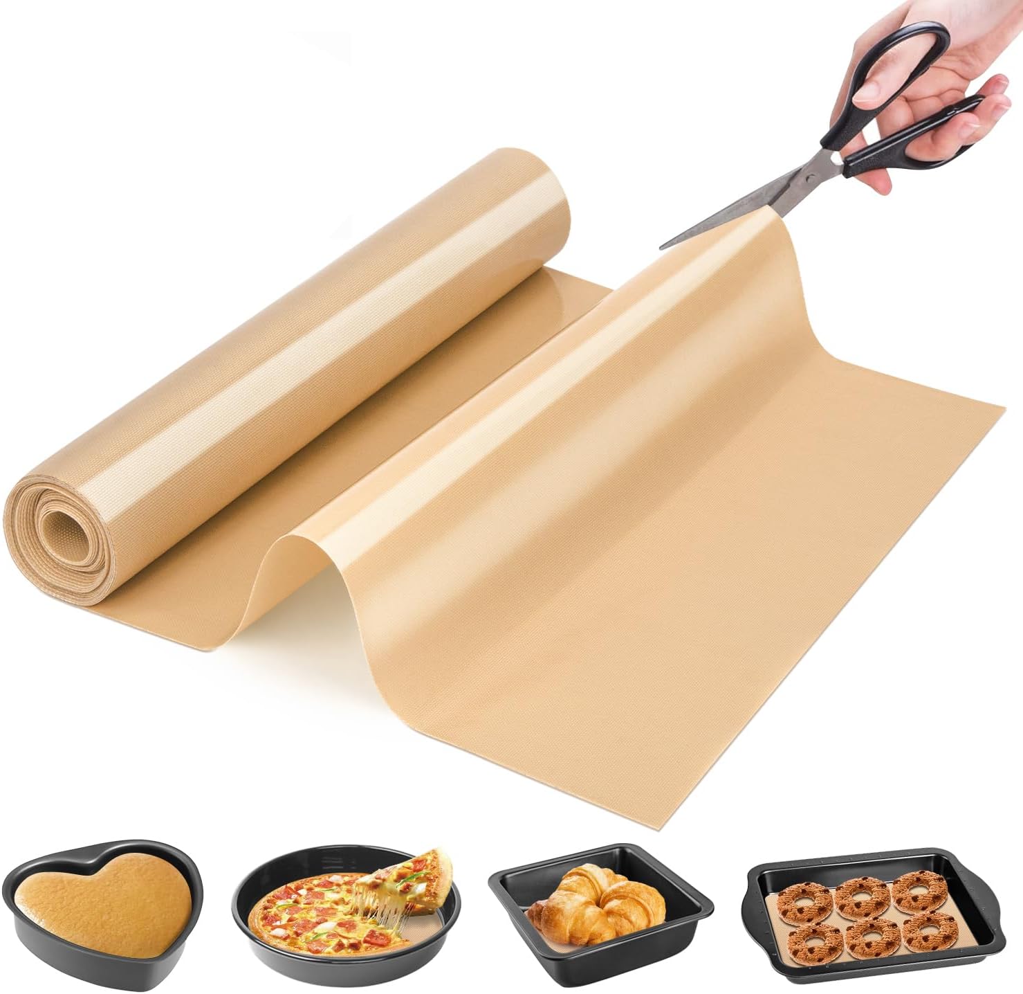 Silicone Baking Mat Roll - Best German Silicone - Heat Resistant Baking Macaron Bread Mat. Non-stick Pastry Mat. Reusable Dough Rolling Mat. Non Slip Countertop Protector Mat. Counter Mat. Oven Mat