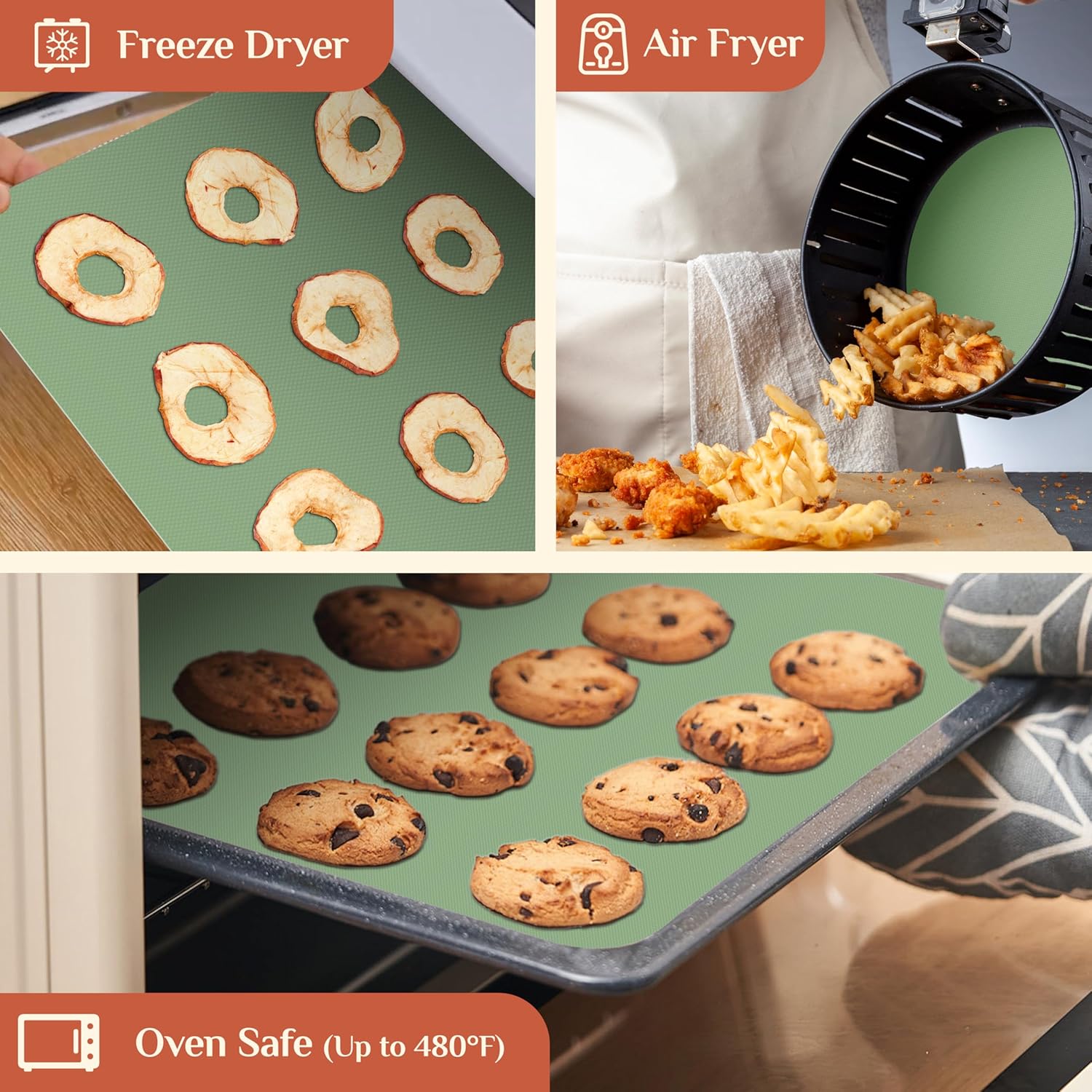 Silicone Baking Mat. 12 IN x 6 FT Free Cutting Baking Sheet.Non-Stick Reusable Dough & Pastry Mat.Non-Slip Silicone Mat Roll for Air Fryer Liner.Freeze Dryer.Oven Baking Pan.Kitchen Counter